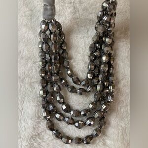 Chico’s Silver Multi Strands Chunky Necklace Statement‎ Velvet
